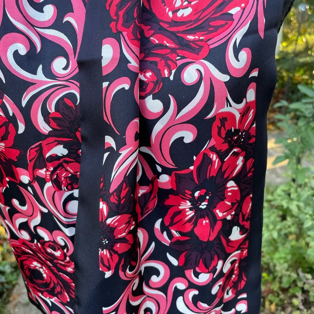 Silk Scarf Rectangular Double Sided -2 Layer, Ros… - image 2